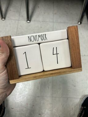 Rae Dunn Perpetual Desk Calendar | Farmhouse Wood Block Calendar | Magenta